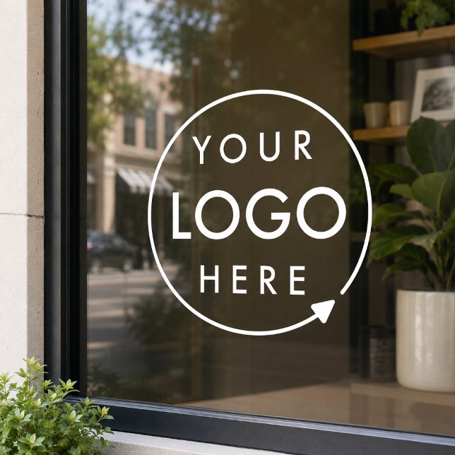Logotipo de ventana adhesiva | Calcomanía de vidri (Custom logo window cling decal for storefront glass, office doors, and business entryways.)