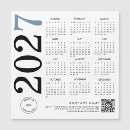 Logotipo del calendario 2027 Código QR Azul Negro 