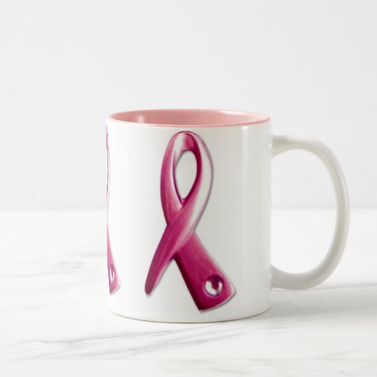 logotipo del cáncer de pecho, logotipo del cáncer taza bicolor