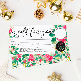 logotipo del certificado de regalo de oro floral p