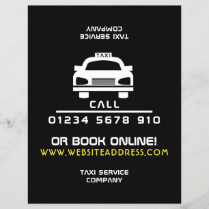Logotipo del taxi blanco con lista de precios