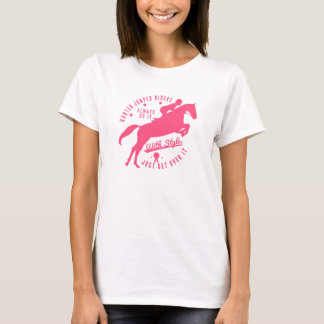 Logotipo ecuestre del rosa de la camiseta del