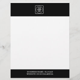 Logotipo empresarial blanco negro Promo membrete