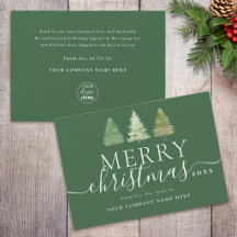 Logotipo empresarial Feliz Navidad Árboles Escritu