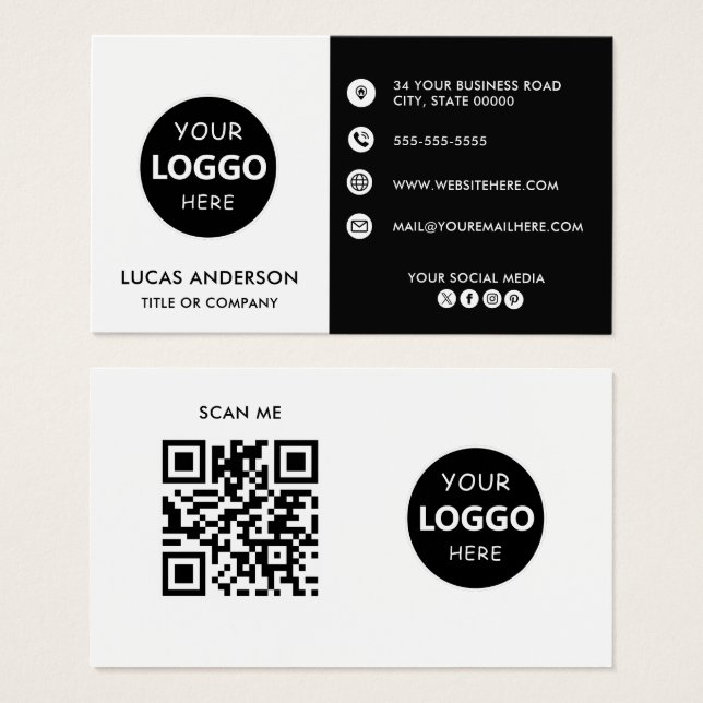 Logotipo empresarial personalizable sitio web rede (Anverso y reverso)