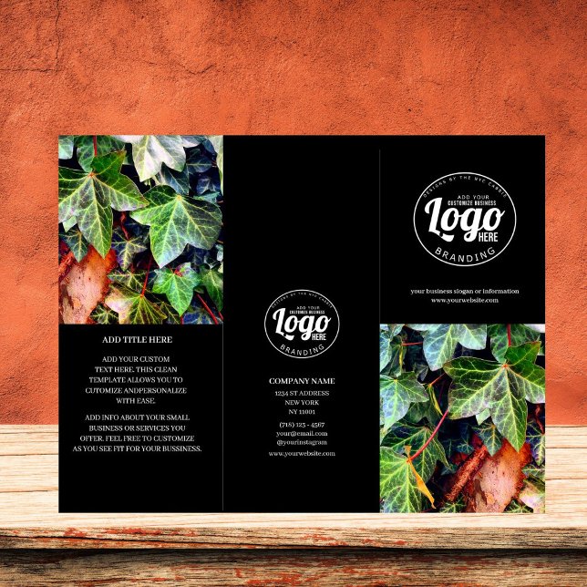 Logotipo empresarial y folleto trifold negro con f (business brochure )