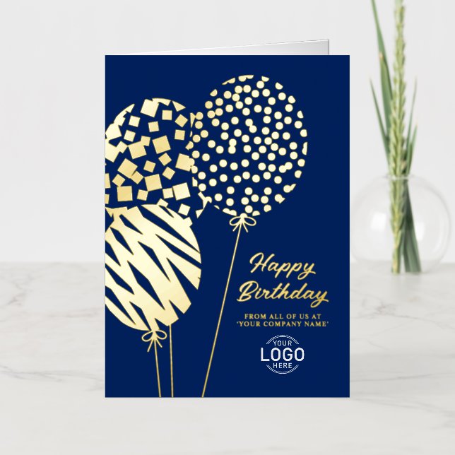 Logotipo Globos Divertidos Azul Marino Cumpleaños  (Anverso)