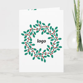 Logotipo Holly Wreath Tarjeta de vacaciones plegad