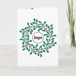 Logotipo Holly Wreath Tarjeta de vacaciones plegad