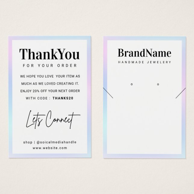 Logotipo Holográfico Ganancias de collares Tarjeta (Anverso y reverso)