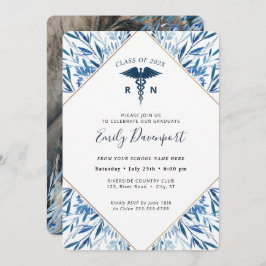 Logotipo médico Graduación azul Invitación a la ve