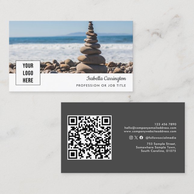 Logotipo mínimo Foto Código QR Tarjeta de presenta (Anverso / Reverso)