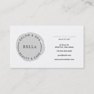 Logotipo mínimo Salón gris y tarjeta de cita para 