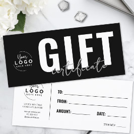 Logotipo moderno certificado de regalo de negocio 