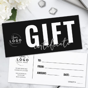 Logotipo moderno certificado de regalo de negocio 