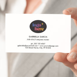 Logotipo moderno Código QR Tarjeta blanca de prese