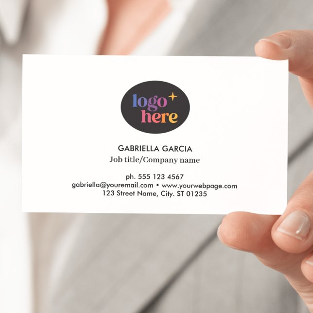 Logotipo moderno Código QR Tarjeta blanca de prese (Front side of card shown in 3.5 x 2.0 inch, add your QR Code on the backside.)