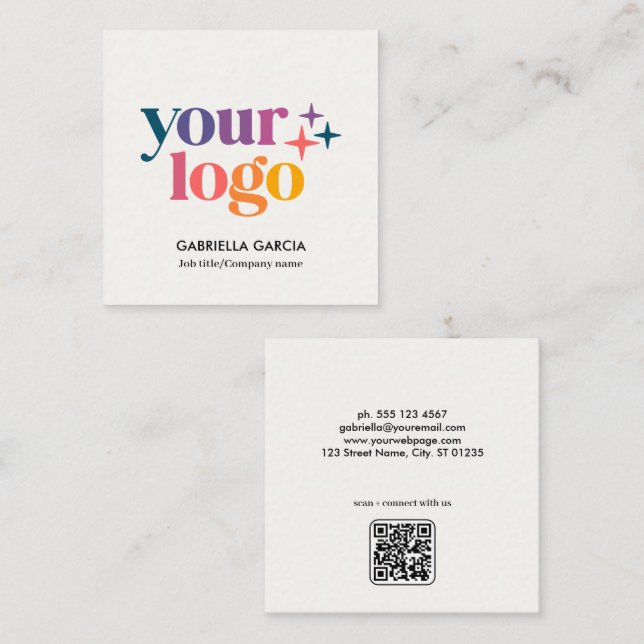 Logotipo moderno Código QR Tarjeta de presentación (Anverso / Reverso)