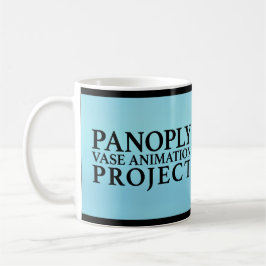 Logotipo negro de la panoplia en una taza azul