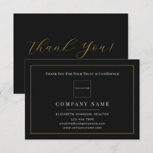 Logotipo negro oro de agradecimiento al cliente de
