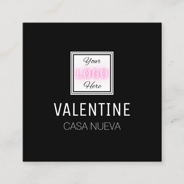 Logotipo negro simple tarjeta de visita cuadrada m (Anverso)