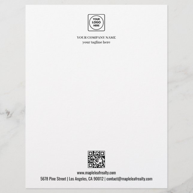 Logotipo Nombre Código QR Sitio web Papel letterhe (Anverso)