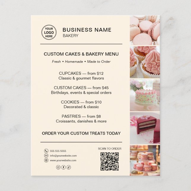 Logotipo personalizado del menú de panadería Códig (Frente)