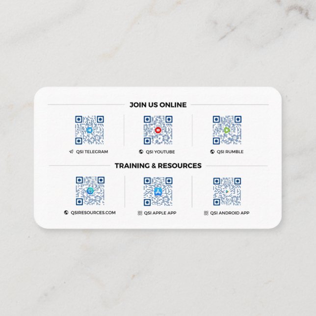 Logotipo primario de QSI - Tarjetas de visita (Reverso)