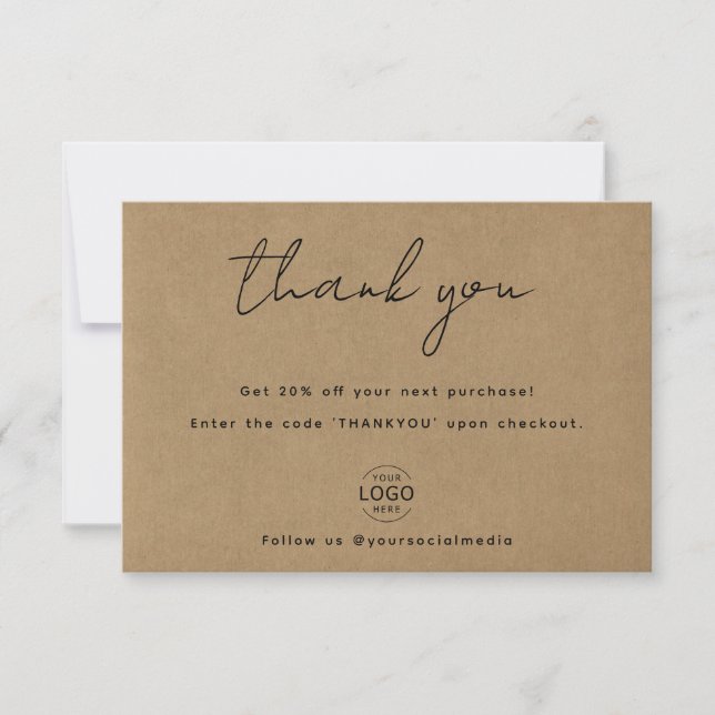 Logotipo propio Kraft Paper tarjeta de agradecimie (Anverso)