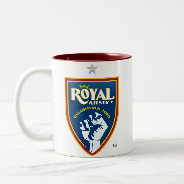 Logotipo real del ejército/SLTID rojo en la taza (Izquierda)