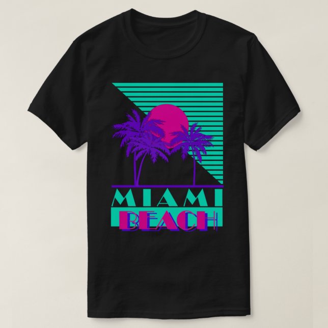 Logotipo retro de Miami Beach 80 camiseta esencial (Diseño del anverso)