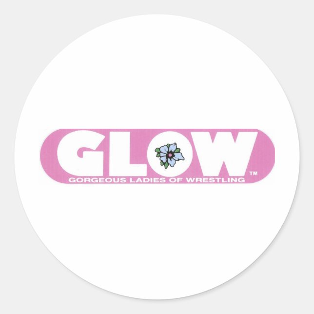 Logotipo rosa del Pegatina GLOW (Anverso)