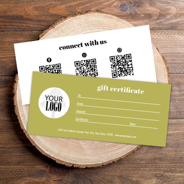 Logotipo sencillo Certificado de regalo de código  (Gold add your logo custom gift certificate. )