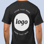 Logotipo simple con camiseta comercial de texto<br><div class="desc">Agregue su propio logotipo y la elección del texto a este diseño de impresión posterior. Eliminar el texto superior o inferior si lo prefiere. Minimalista y profesional. Excelente para la marca de empleados,  o como producto promocional para sus clientes y clientes.</div>