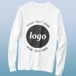 Logotipo simple con camiseta comercial de texto<br><div class="desc">Añade tu propio logotipo y elección de texto a este diseño. Eliminar el texto superior o inferior si lo prefiere. Minimalista y profesional. Ideal para la marca de empleados,  para eventos corporativos y ferias,  o como producto promocional para sus clientes y clientes.</div>