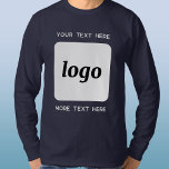 Logotipo simple con camiseta comercial de texto<br><div class="desc">Añade tu propio logotipo y elección de texto a este diseño. Eliminar el texto superior o inferior si lo prefiere. Minimalista y profesional. Ideal para la marca de empleados,  como uniforme,  para eventos corporativos y ferias,  o como producto promocional para sus clientes y clientes.</div>