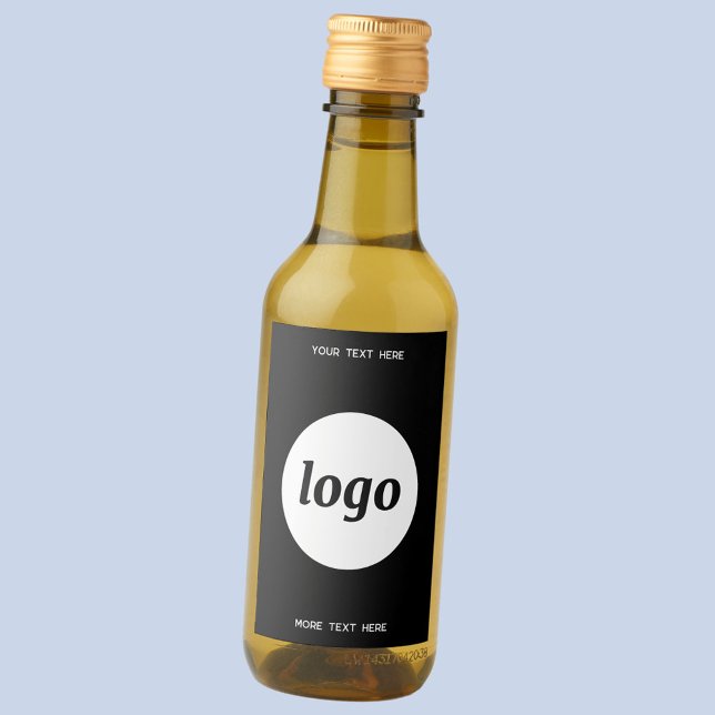 Logotipo simple con promoción de negocios de texto (Simple logo with custom text promotional business branding mini wine bottle label)