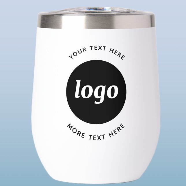 Logotipo Simple Con Texto Promocional Empresarial (Logo with custom text business branding promotional thermal tumbler)