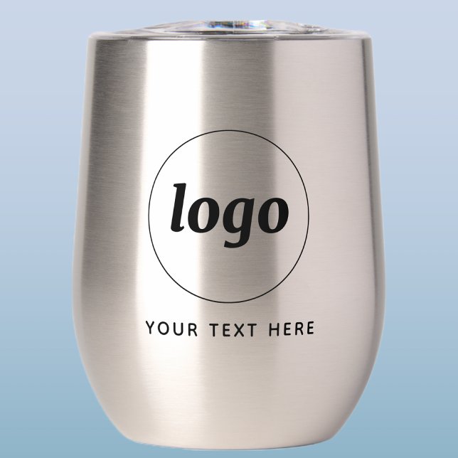 Logotipo Simple Con Texto Promocional Empresarial (Logo with custom text promotional business branding thermal tumbler)