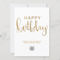 Logotipo simple Faux Gold Purpurina Tarjeta de cum