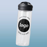 Logotipo simple y botella de agua para empresas de<br><div class="desc">Diseño sencillo de logotipo y texto personalizado para fomentar la lealtad de la marca y promocionar su pequeña empresa. Reemplace el logotipo por el suyo propio y cambie o elimine el texto superior e inferior al personalizar. Perfecto para fines promocionales y para dar a empleados,  clientes y clientes.</div>