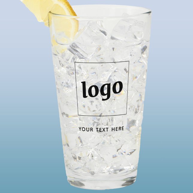 Logotipo simple y negocio de texto (Logo and custom text business promotional drinking glass tumbler)
