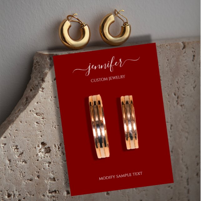 Logotipo Tarjeta de joyería hecha a mano Minimalis (Logo Handmade Jewelry Card Minimalism Burgundy)