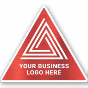 Logotipo triangular de lámina roja brillante falsa