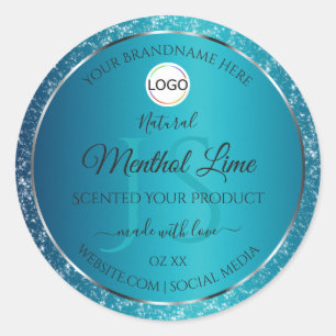 Logotipo Verde azulado Shimmery Iniciales Etiqueta
