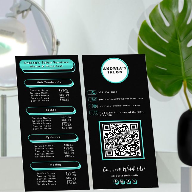 Logotipo y código QR Salón de belleza Menú Verde a (Subido por el creador)