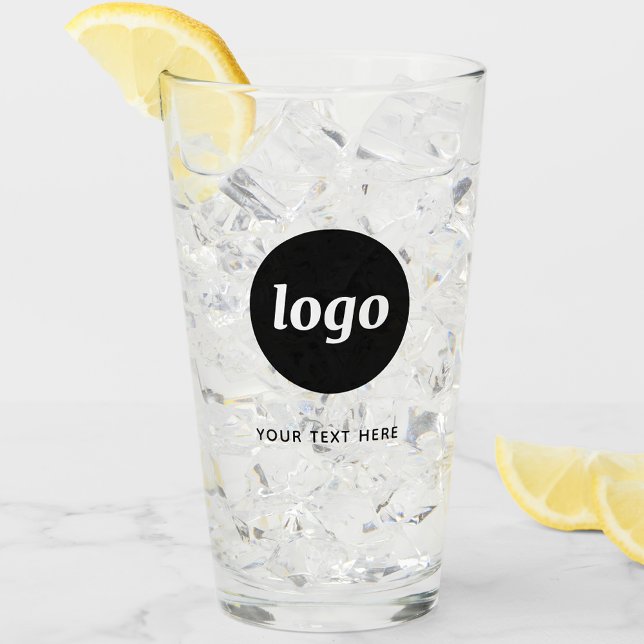 Logotipo y Texto Simple de Negocio (Logo with text business promotional glass tumbler)