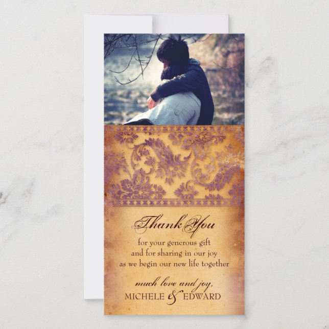 Lograda Lilac Grunge Gracias Tarjeta Fotográfica (Anverso)