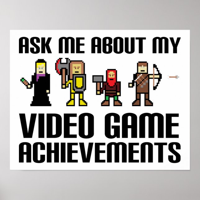 Logros de Videojuegos Póster Divertido (Frente)