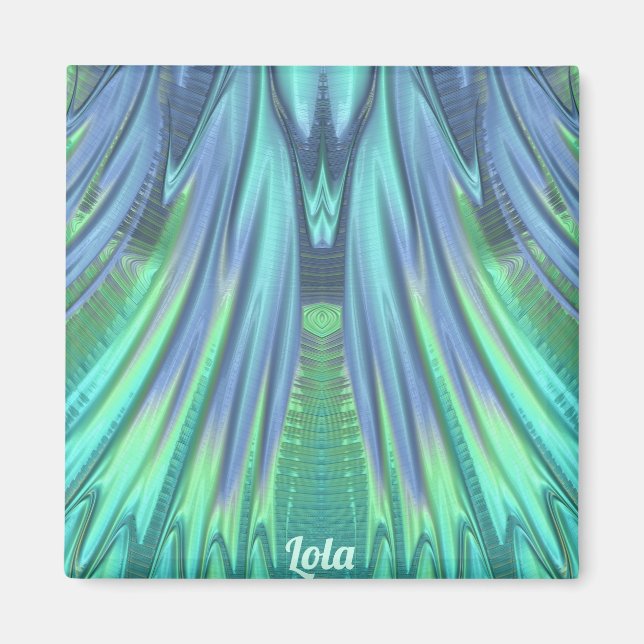 LOLA ~ Patrón abstracto ~ Cascada verde ~ Imán (Frente)